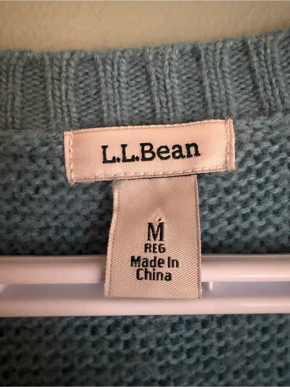 LL Bean Cardigan M Blue Lambswool Angora Cashmere Knit Grandmacore Cottagecore - Picture 7 of 16